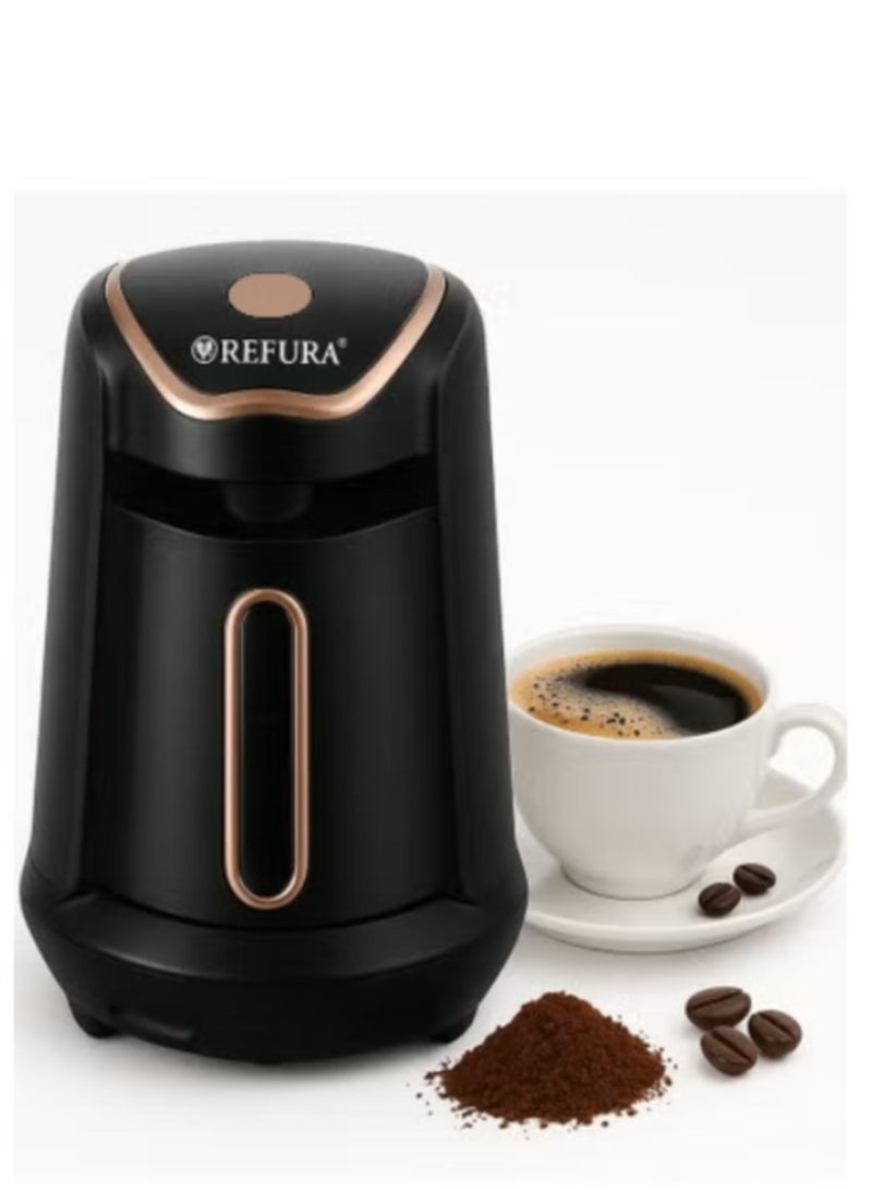 REFURA Turkish Coffee Maker, 600W, 300ml Electric Coffee Pot, 4 cups of coffee, one button operation, easy to clean, Black RE-11609 - Image 1